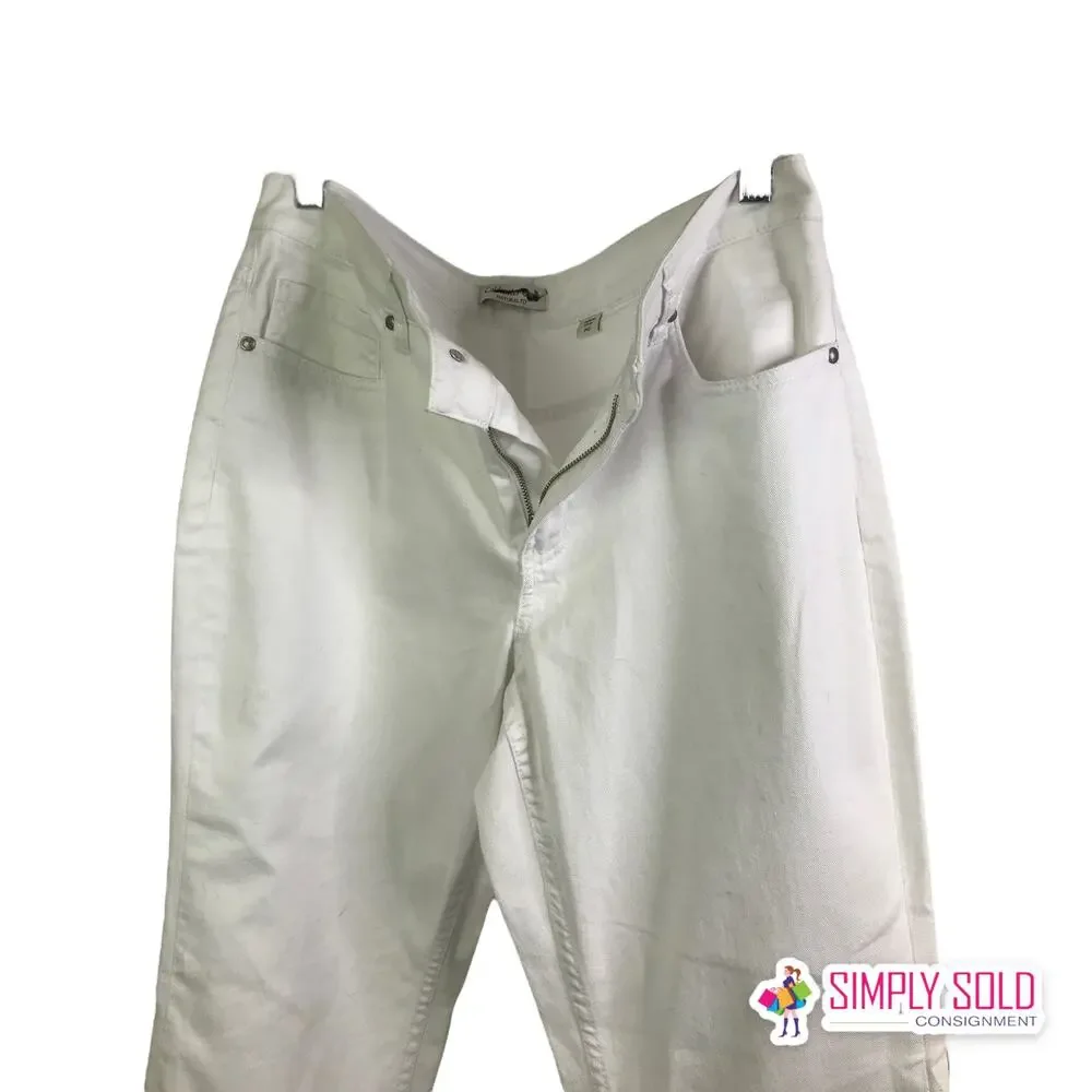 Coldwater Creek Womens 12P Flared Pants Natural Fit Hi-Rise White Cotton Stretch